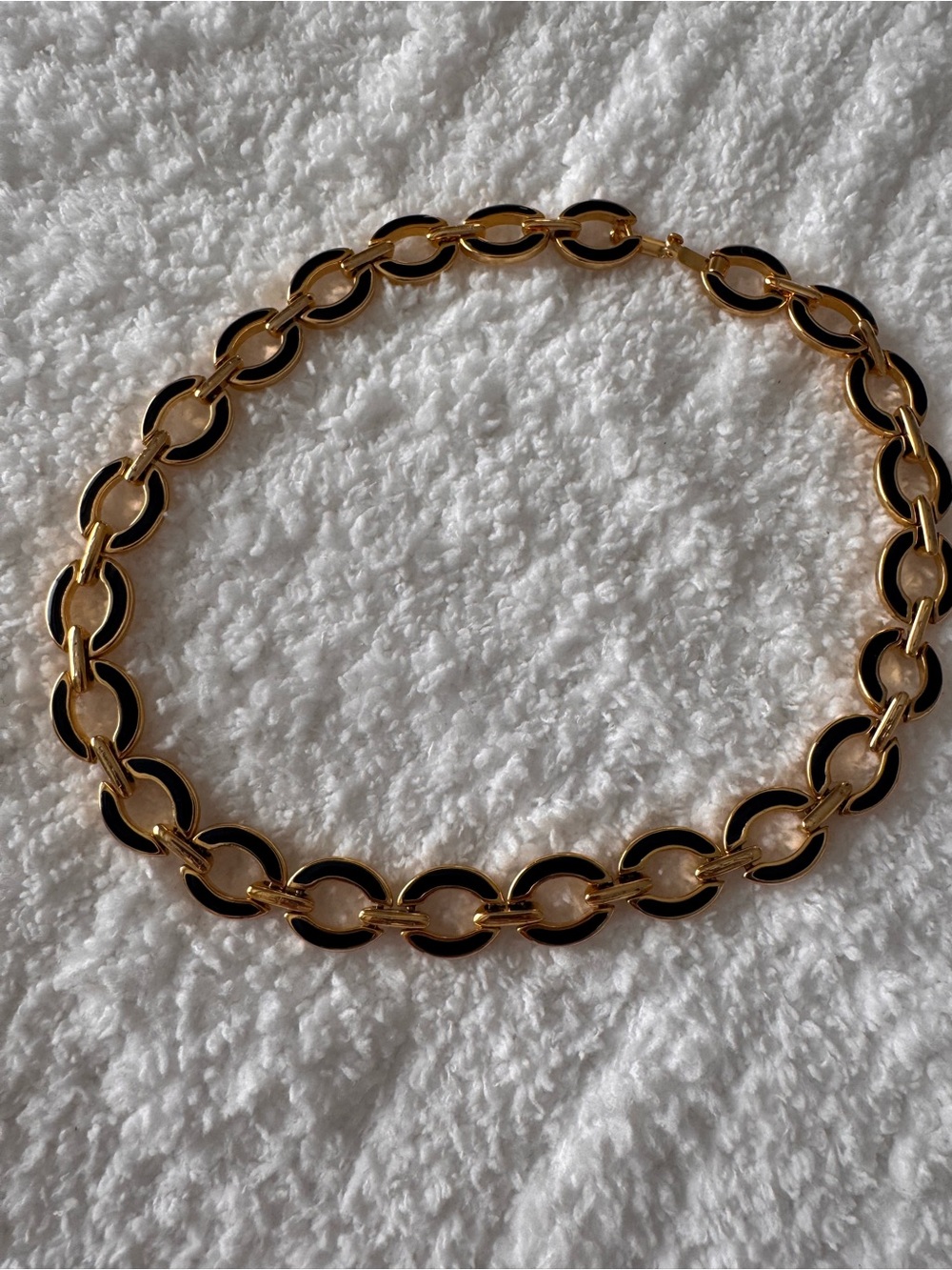 Gold and Navy Link Necklace - Women's Fashion Jewelry